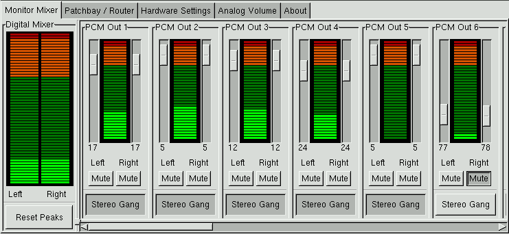 Monitor und Digitaler Mixer von envy24control