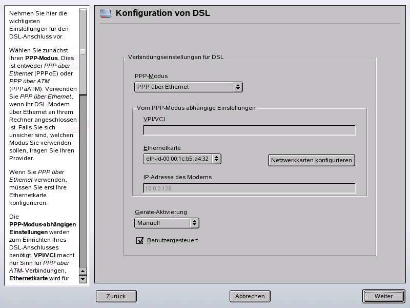 DSL-Konfiguration