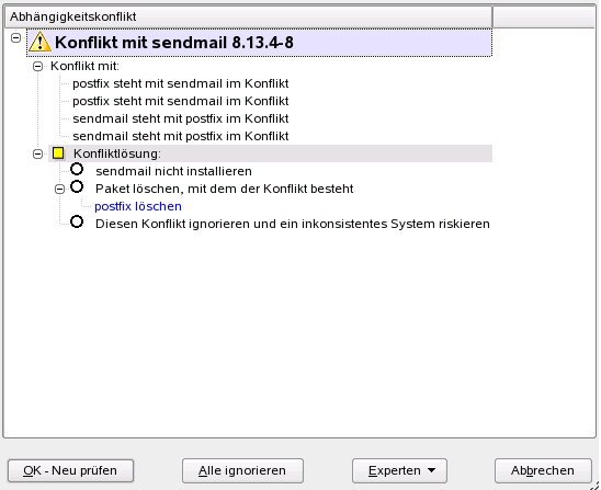 Konfliktverwaltung des Paket-Managers