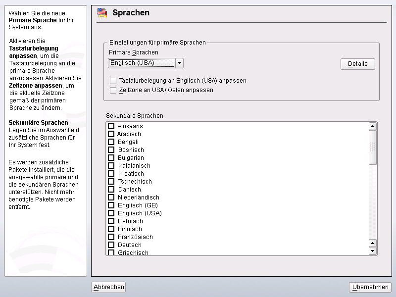 Festlegen der Sprache