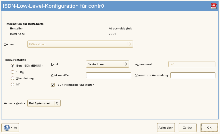 ISDN-Konfiguration