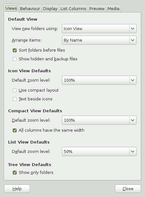 File Manager Preferences