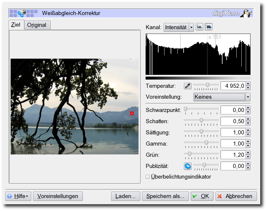 Der Dialog "Weiabgleich"
