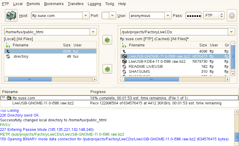 gFTP File Transfer