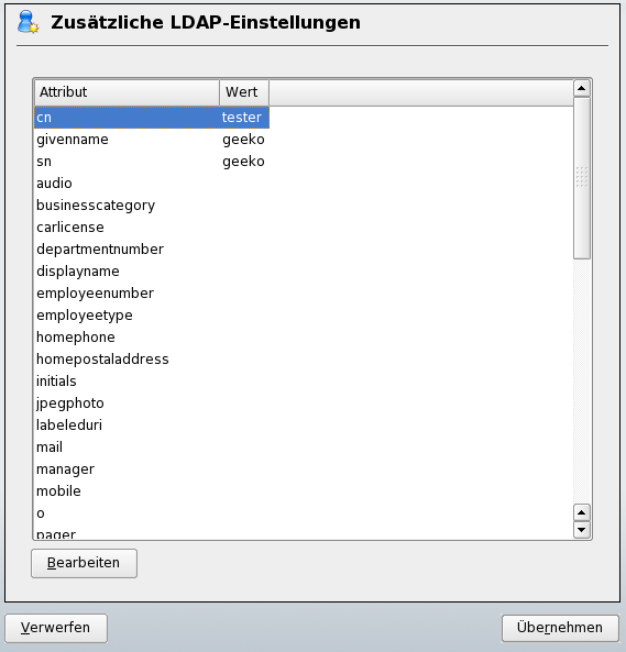 YaST: Zustzliche LDAP-Einstellungen