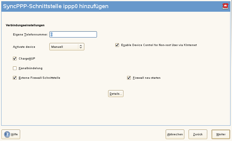 Konfiguration der ISDN-Schnittstelle