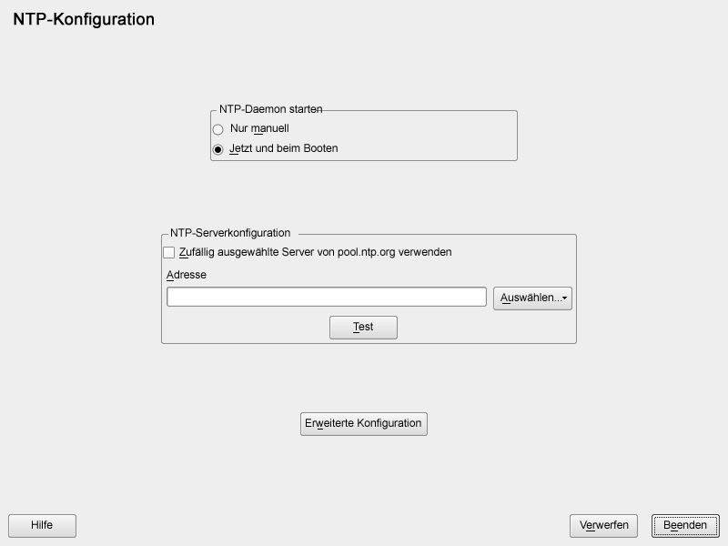 YaST: NTP-Konfiguration