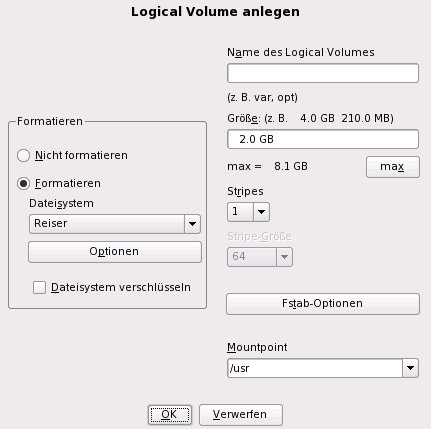 Erstellen logischer Volumes