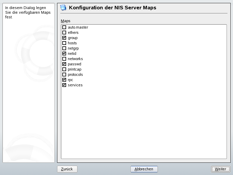Konfiguration der NIS Server Maps