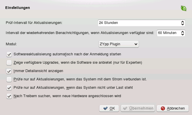 openSUSE Updater: Konfiguration