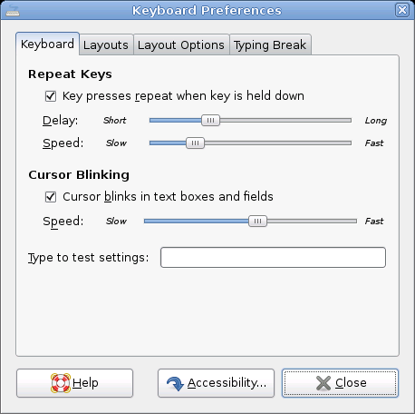 Keyboard Preferences Dialog