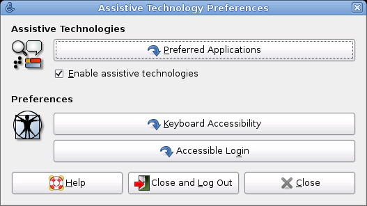 Assistive Technology Preferences Dialog