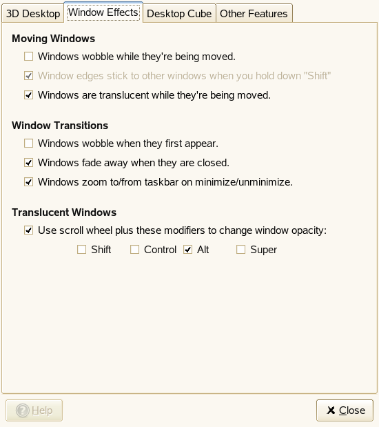 Window Effects Tabbed Page