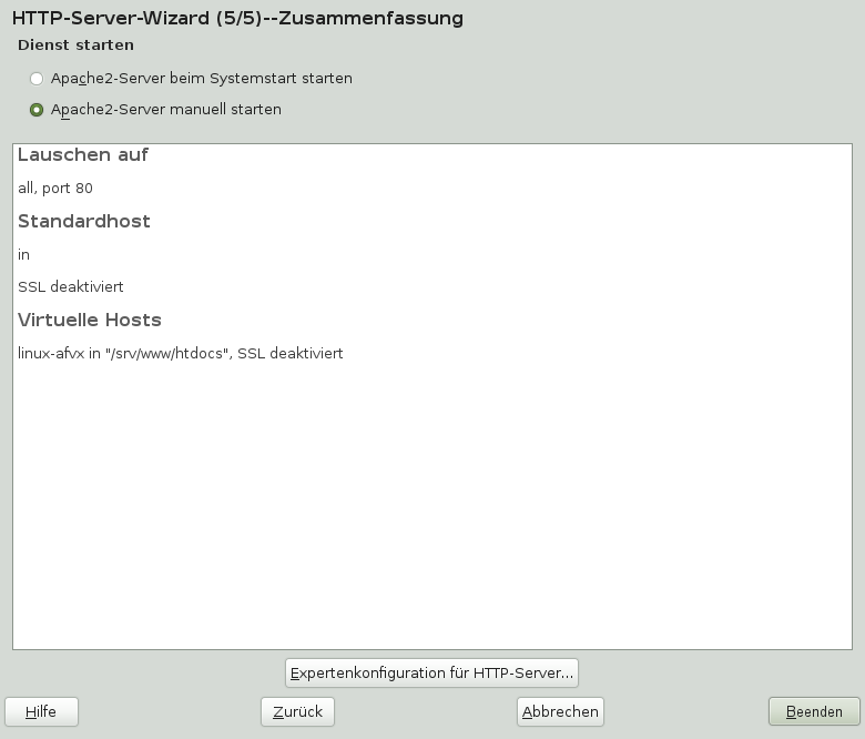 HTTP-Server-Assistent: Zusammenfassung