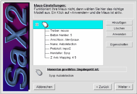 SaX2 - Die Maus einstellen
