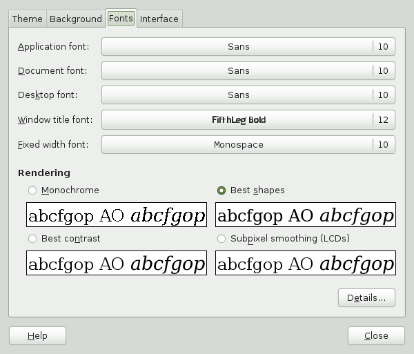 Font Preferences Dialog