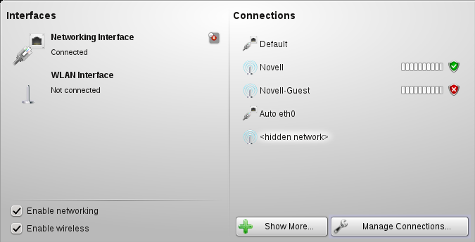 KNetworkManager—Configured and Available Connections