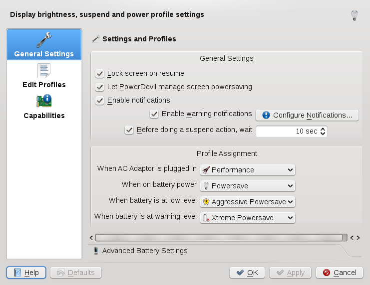 Power Management Settings