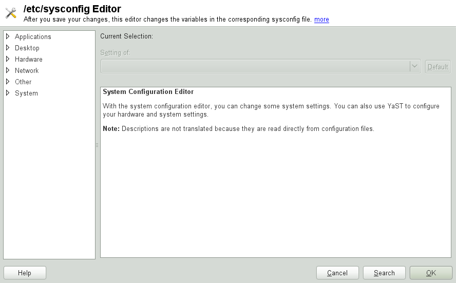 System Configuration Using the sysconfig Editor