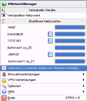 Verfgbare Netzwerke im KNetworkManager-Applet