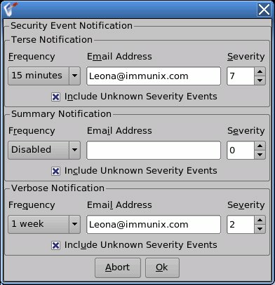 Security event notification window