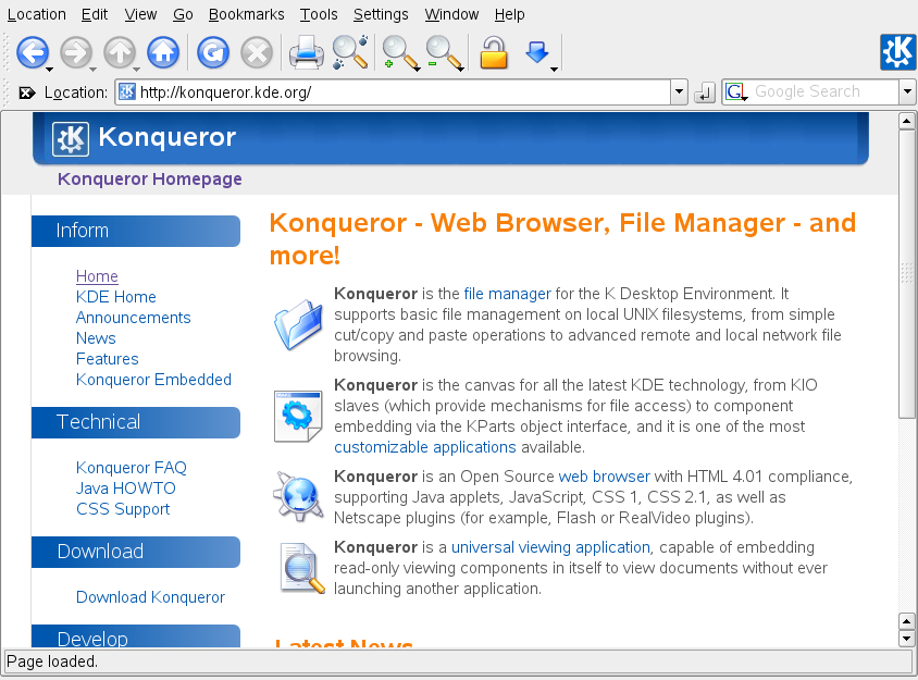 The Browser Window of Konqueror