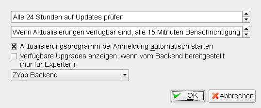 openSUSE Updater: Konfiguration