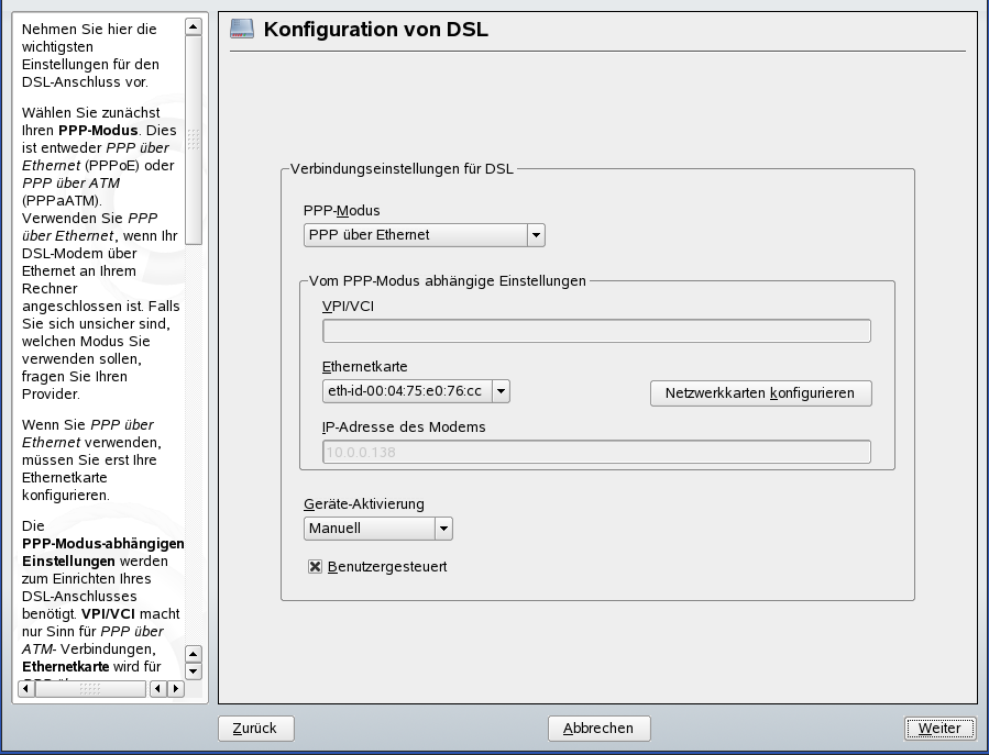 DSL-Konfiguration