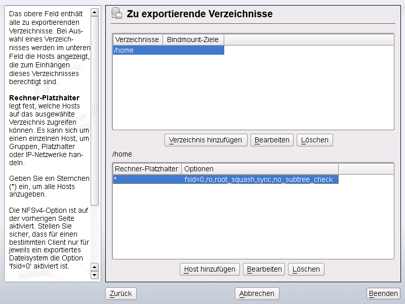 Konfigurieren eines NFS-Servers mit YaST